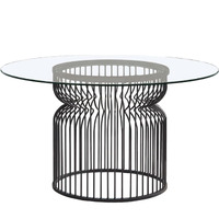 Granvia Round Glass Top Dining Table Clear and Gunmetal