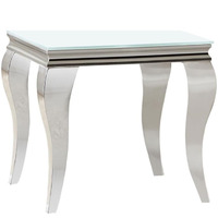 Luna Square End Table White and Chrome