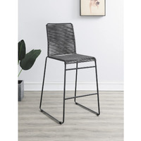 Jerome Upholstered Bar Stools with Footrest (Set of 2) Charcoal and Gunmetal