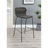 Mckinley Upholstered Bar Stools with Footrest (Set of 2) Brown and Sandy Black