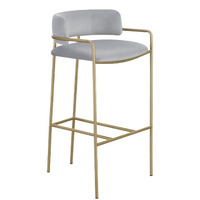 Comstock Upholstered Low Back Stool Grey and Gold