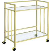 Cara Rectangular Glass Bar Cart Brass