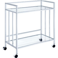 Cara Rectangular Glass Bar Cart Chrome