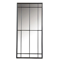 Annetta Rectangular Window Pane Wall Mirror Black