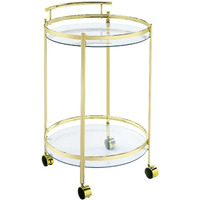 Chrissy 2-tier Round Glass Bar Cart Brass