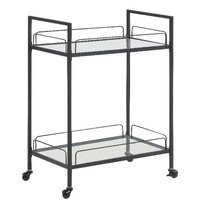 Curltis Serving Cart with Glass Shelves Clear and Black