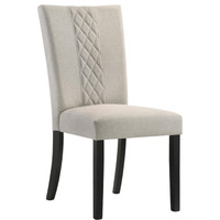 Malia Upholstered Solid Back Dining Side Chair Beige and Black (Set of 2)