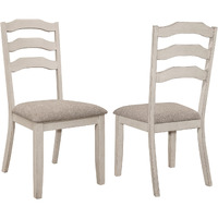Ronnie Ladder Back Padded Seat Dining Side Chair Khaki and Rustic Cream (Set of 2)