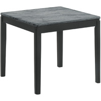 Kyo 24 Inch End Table, Gray Faux Marble Top, Sandy Texturing, Black Legs