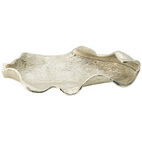 20 Inch Decorative Platter, Aluminum, Leaf Design, Bright Nickel Finish