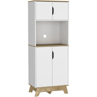 Pamplona Microwave Tall Cabinet  -Kitchen -Light Oak / White