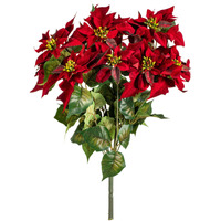 Vickerman 18" Red Poinsettia and Leaf Bush.