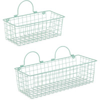 ASST AQUA WIRE WALL BASKET SET/2