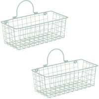 SMALL AQUA WIRE WALL BASKET SET/2