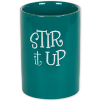 TEAL STIR IT UP CERAMIC UTENSIL HOLDER