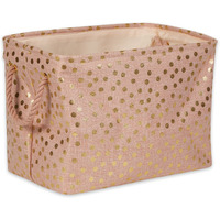 POLYESTER BIN  DOTS GOLD / MILLENNIAL PINK RECTANGLE MEDIUM 16x10x12