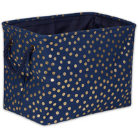 POLYESTER BIN  DOTS GOLD / NAUTICAL BLUE RECTANGLE MEDIUM 16x10x12