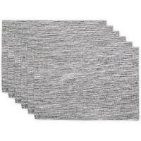 BLACK/OFF-WHITE TONAL RECYCLED COTTON SLUBBY RIB PLACEMAT SET/6