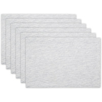 LIGHT GRAY AND OFF-WHITE TONAL RECYCLED COTTON SLUBBY RIB PLACEMAT SET/6