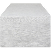 LIGHT GRAY AND OFF-WHITE TONAL RECYCLED COTTON SLUBBY RIB TABLE RUNNER 14x72