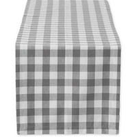 GRAY/WHITE CHECKERS TABLE RUNNER 14x108