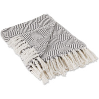 GRAY X-DIAMOND GEOMETRIC THROW