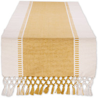 HONEY GOLD DOBBY STRIPE RIBBED TABLE RUNNER 13x72