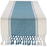 STORM BLUE DOBBY STRIPE RIBBED TABLE RUNNER 13x72
