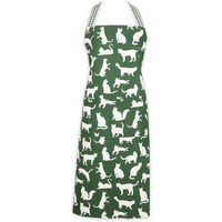 HUNTER GREEN CAT PRINT CHEF APRON
