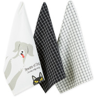 BEWARE OF DOG & CAT DISHTOWEL SET/3