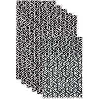 BLACK ABSTRACT LEAF PRINT FRIDGE LINER SET/6