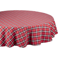 GLAD TIDINGS PLAID TABLECLOTH 70 ROUND