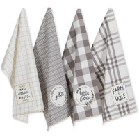 GRAY FARM TO TABLE EMBELLISHED DISHTOWEL SET/4
