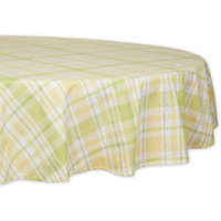 LEMON BLISS PLAID TABLECLOTH 70 ROUND
