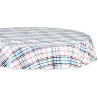 LIGHTHOUSE PLAID TABLECLOTH 70 ROUND