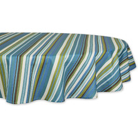 BEACHY STRIPE PRINT OUTDOOR TABLECLOTH 60 ROUND