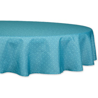 STORM BLUE TONAL LATTICE PRINT OUTDOOR TABLECLOTH 60 ROUND