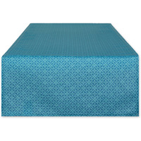 STORM BLUE TONAL LATTICE PRINT OUTDOOR TABLE RUNNER 14x72