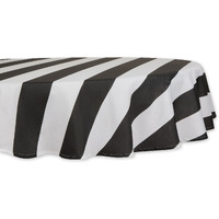 BLACK CABANA STRIPE PRINT OUTDOOR TABLECLOTH 60 ROUND