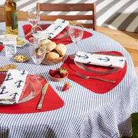 TANGO RED SOLID ROUND TABLE PLACEMAT SET/6