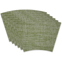 FIG GREEN TWEED ROUND TABLE PLACEMAT SET/6