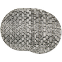 GRAY BASKETWEAVE ROUND WOVEN PLACEMAT SET/4