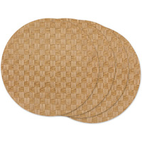 NATURAL BASKETWEAVE ROUND WOVEN PLACEMAT SET/4