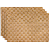 NATURAL BASKETWEAVE RECTANGLE WOVEN PLACEMAT SET/4