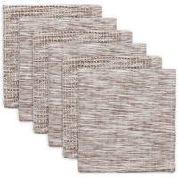 LEATHER BROWN/OFF-WHITE ASST RECYCLED COTTON DISHCLOTH SET/6