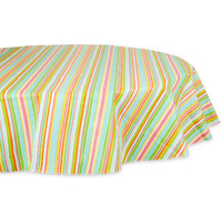 SPRING STRIPE VINYL TABLECLOTH 70 ROUND