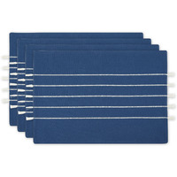 NAVY/OFF-WHITE STRIPE TASSEL PLACEMAT SET/4