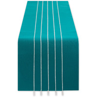 TEAL STRIPE TASSEL TABLE RUNNER 14x108