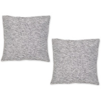 BLACK AND OFF-WHITE TONAL RECYCLED COTTON PILLOW 18x18 SET/2