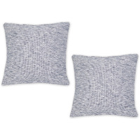 NAVY AND OFF-WHITE TONAL RECYCLED COTTON PILLOW 18x18 SET/2